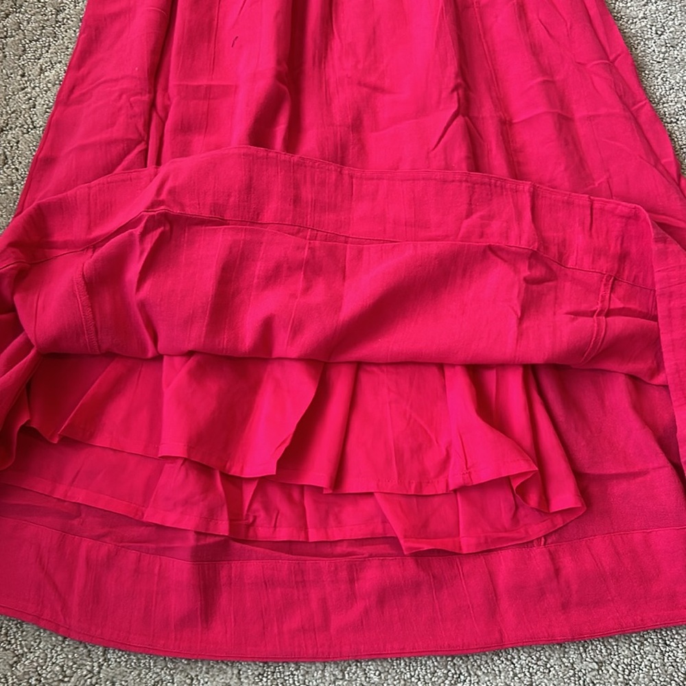 Free People Feel The Frill Midi Dress Baby Doll A-Line Cotton Pink SZ XS NWOT - Picture 10 of 11